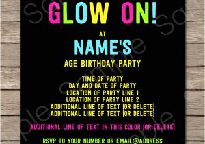 Neon Birthday Invitation Template Neon Glow Party Invitations Template Editable and Printable