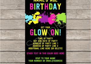Neon Birthday Invitation Template Neon Glow Party Ticket Invitation Template Editable Pdf