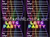 Neon Party Invitation Template Diy Glow Party Teen Birthday Free Printable Neon