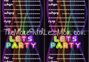 Neon Party Invitation Template Diy Glow Party Teen Birthday Free Printable Neon