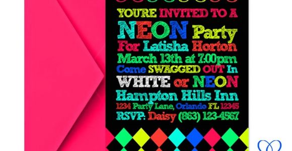 Neon Party Invitation Template Eccentric Designs by Latisha Horton New Party