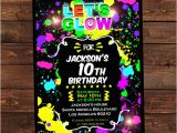 Neon Party Invitation Template Glow In the Dark Invitations Diy Glow Party Invitations