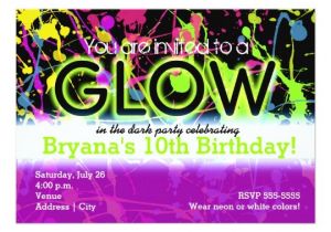 Neon Party Invitation Template Glow Neon Paint Splatter Birthday Party Invitation
