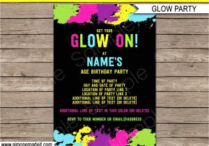 Neon Party Invitation Template Neon Glow Invitation Template Neon theme Birthday Party