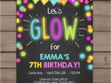 Neon Party Invitation Template Neon Glow Party Invitation Glow Birthday Invitation Glow In
