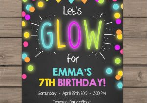 Neon Party Invitation Template Neon Glow Party Invitation Glow Birthday Invitation Glow In