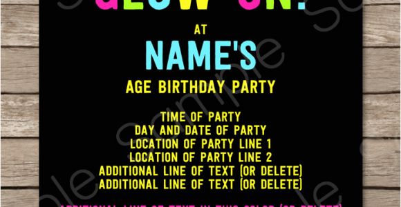 Neon Party Invitation Template Neon Glow Party Invitations Template Editable and Printable