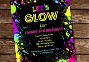 Neon Party Invitation Template Neon Glow Party theme Invitation Instantly by Sunshineparties