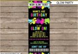 Neon Party Invitation Template Neon Glow Party Ticket Invitation Neon Glow theme Birthday