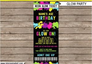 Neon Party Invitation Template Neon Glow Party Ticket Invitation Neon Glow theme Birthday