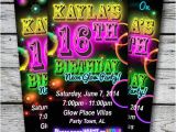 Neon Party Invitation Template Sweet 16 Glow In the Dark theme Neon Disco Birthday Party