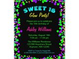 Neon Party Invitation Template Sweet 16 Neon Glow Confetti Birthday Party Invitation