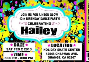 Neon Party Invitation Template Vip Ticket Neon Glow Birthday Party Invitation Vip Ticket