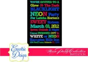 Neon Party Invites Eccentric Designs by Latisha Horton Neon Party Invitations