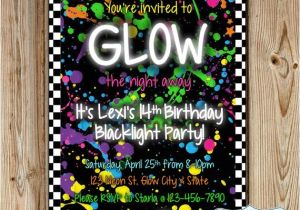 Neon Party Invites Glow In the Dark Party Invitation Neon by Heartsandcraftsy