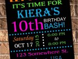 Neon Party Invites Glow Neon Birthday Party Invitation with Free Thank by