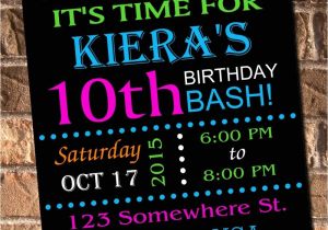 Neon Party Invites Glow Neon Birthday Party Invitation with Free Thank by