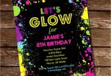 Neon Party Invites Let 39 S Glow Neon Party Invitation Tween Party Invitation