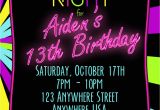 Neon Party Invites Neon 13th Birthday Invitation Glow Party Invitation Any