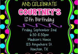Neon Party Invites Neon Glow Birthday Party Invitations Kids Birthday