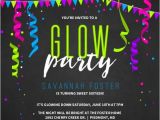 Neon Party Invites Neon Glow Party Streamers Birthday Party Invitation