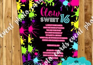 Neon Party Invites Neon Glow Sweet Sixteen Invites Teen Birthday Invitations