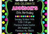 Neon themed Party Invitations Neon Glow Birthday Party Invitations Kids Birthday