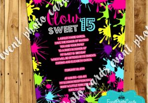 Neon themed Party Invitations Neon Glow Sweet 15 Invites Quinceanera Birthday