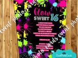 Neon themed Party Invitations Neon Glow Sweet Sixteen Invites Teen Birthday Invitations