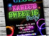 Neon themed Party Invitations Sweet 16 Glow In the Dark theme Neon Disco Birthday Party