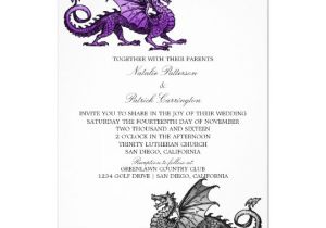Nerdy Wedding Invitation Template Purple Silver Dragon Wedding Invite Zazzle Com