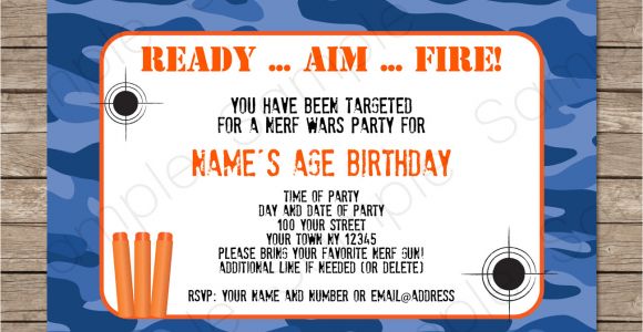 Nerf Birthday Invitation Template Free Nerf Printables Blue Camo Editable Birthday Party
