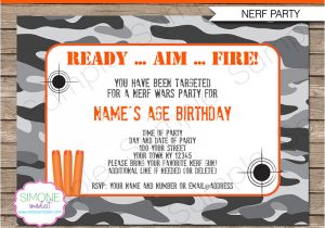 Nerf Gun Party Invitation Template Nerf Party Invitations Nerf Invitations Birthday Party