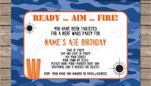 Nerf Party Invitation Template Nerf Printables Blue Camo Editable Birthday Party