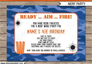 Nerf Party Invitation Template Nerf Printables Blue Camo Editable Birthday Party
