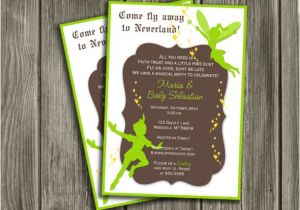Neverland Baby Shower Invitations Neverland Peter Pan and Tinkerbell Inspired Baby Shower