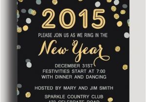 New Year Party Invitation Card Template Shining Polka Dot New Years Eve Printable Invitation Card