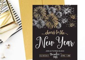 New Years Day Party Invitation Template New Year 39 S Eve Party Invitation Template Elegant Black Etsy