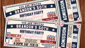 New York Party Invitation Template New York Yankees Classic Ticket Sports Party Invitations