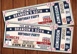 New York Party Invitation Template New York Yankees Classic Ticket Sports Party Invitations