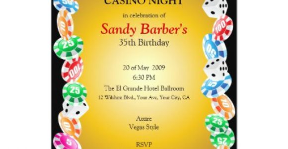 Night Party Invitation Template Casino Night Birthday Party Invitation Template Zazzle