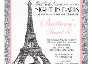 Nightclub themed Party Invitations Night In Paris Glitter Sweet 16 Custom Invitation Night