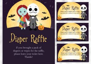Nightmare before Christmas Baby Shower Invitations Templates Free Nightmare before Christmas Diaper Raffle Sign and Card