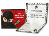 Ninja Birthday Party Invitation Template Free Ninja Warrior Party Invitations Ninja Warrior Postcard