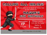 Ninja Birthday Party Invitation Template Ninja Invitation Printable or Printed with Free Shipping