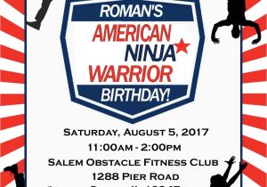 Ninja Warrior Birthday Party Invitations American Ninja Warrior Birthday Invitation