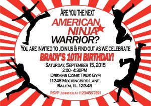 Ninja Warrior Birthday Party Invitations American Ninja Warrior Invitation Sweetdesignsbyregan
