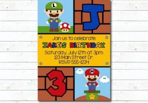 Nintendo Party Invitations Super Mario Bros Invitation Printable Birthday Party