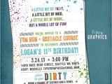Obstacle Course Birthday Party Invitations Down Dirty Paint Ball Color Run Obstacle Course
