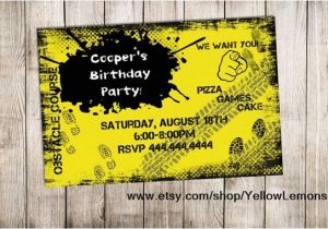 Obstacle Course Birthday Party Invitations Obstacle Birthday Party Invitation Digital File Mud Dirt